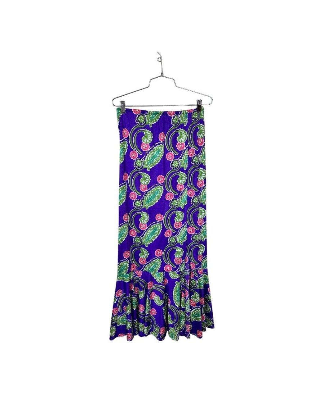 Vtg Bali 70s Skirt Swim Hawaiian Womens Maxi Purple Union Made Poly Large USA